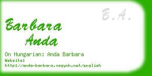 barbara anda business card